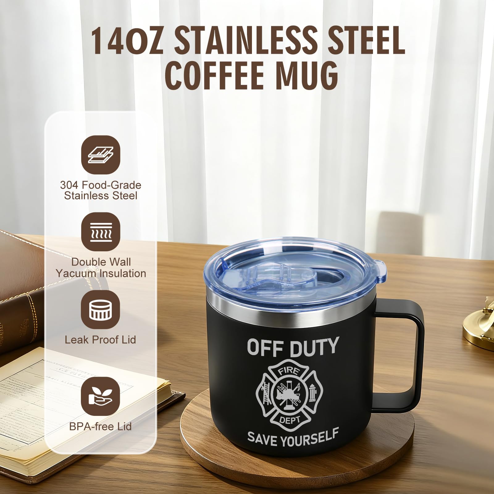 Taza aislada Jogskeor para bombero mantiene frío por más tiempo para bebidas.