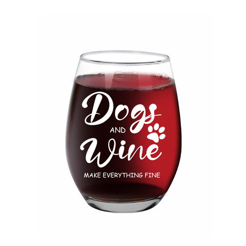 Vaso Jogskeor 15oz, vista frontal, diseño con mensaje divertido para mamás de perros