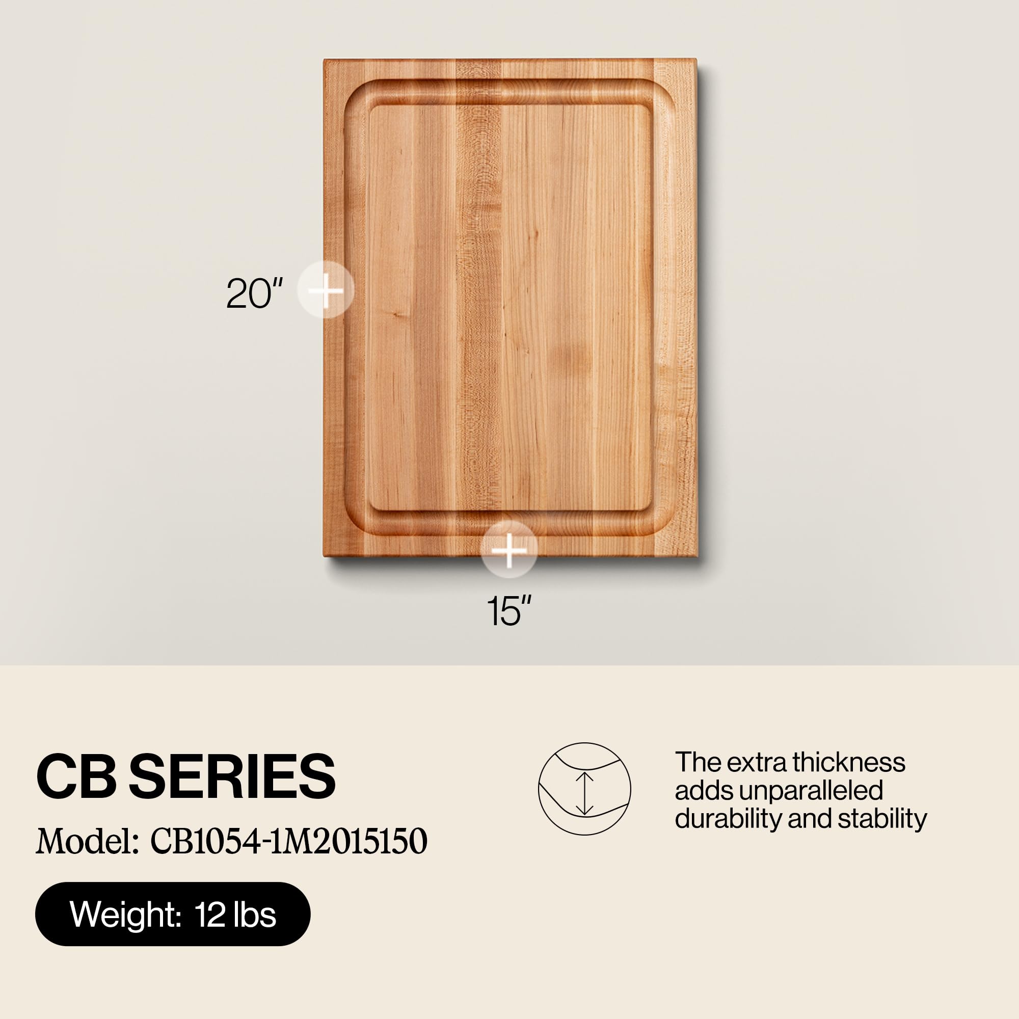 Tabla John Boos CB Serie con surco de jugos para contener líquidos