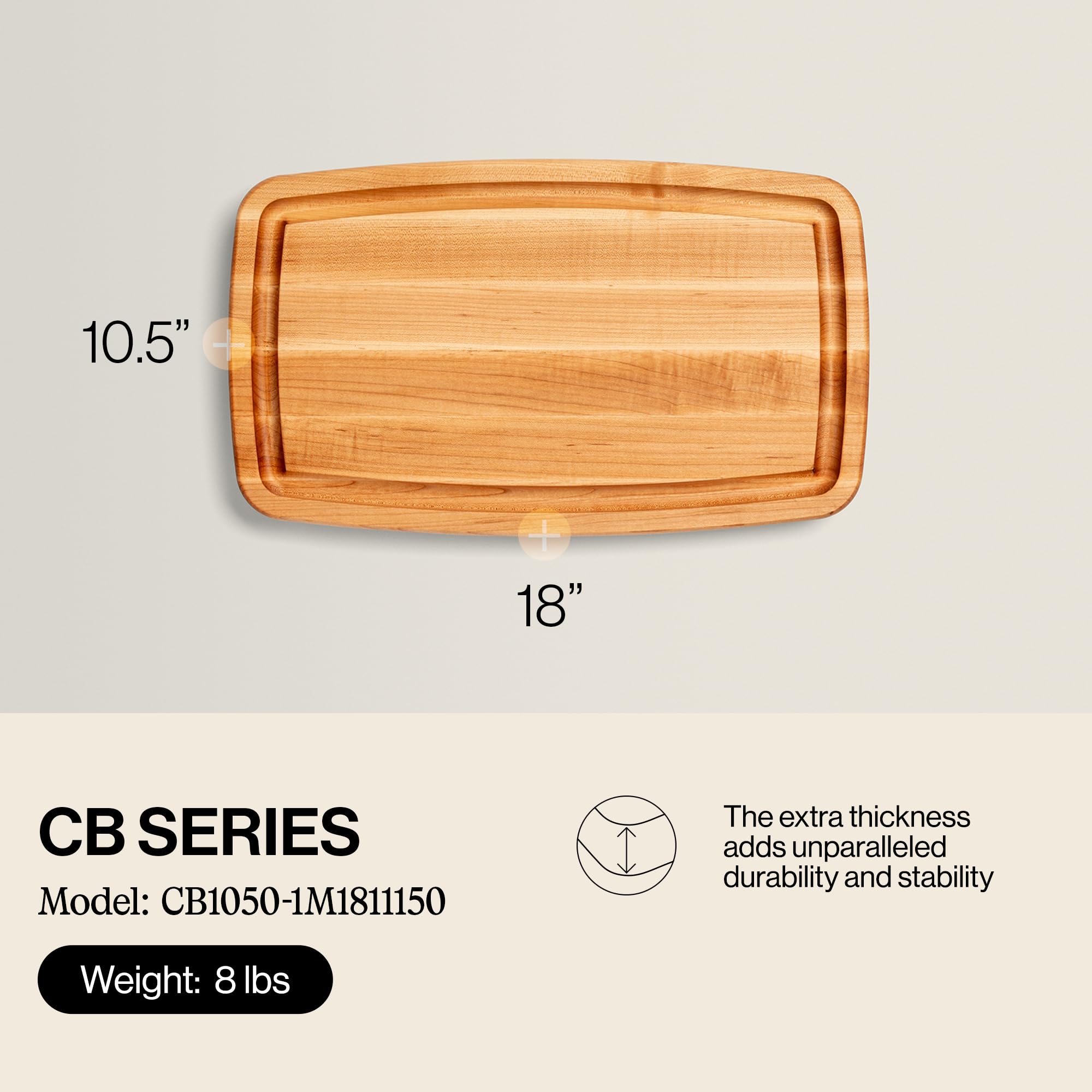 Tabla de corte John Boos CB Series de arce con surco de jugo para evitar derrames.