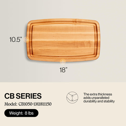 Tabla de corte John Boos CB Series de arce con surco de jugo para evitar derrames.