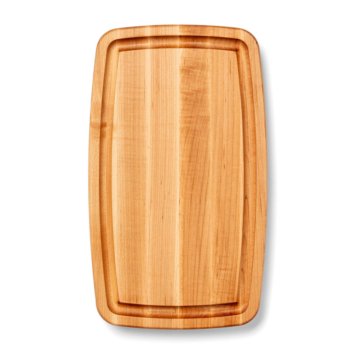 Tabla de corte John Boos CB Series de arce, vista superior, superficie estable para cortar carnes y verduras.