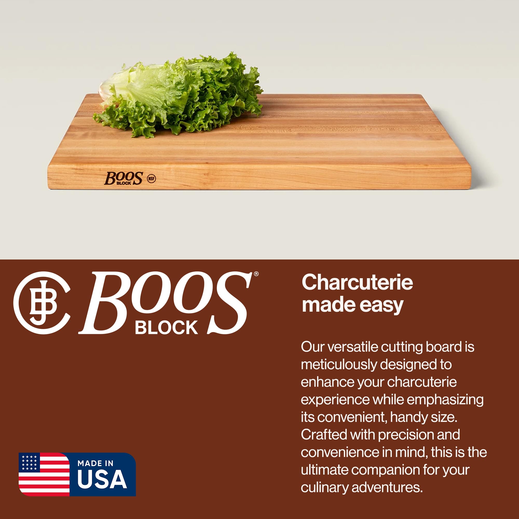 John Boos R-Board asas de agarre integradas para moverla con facilidad.