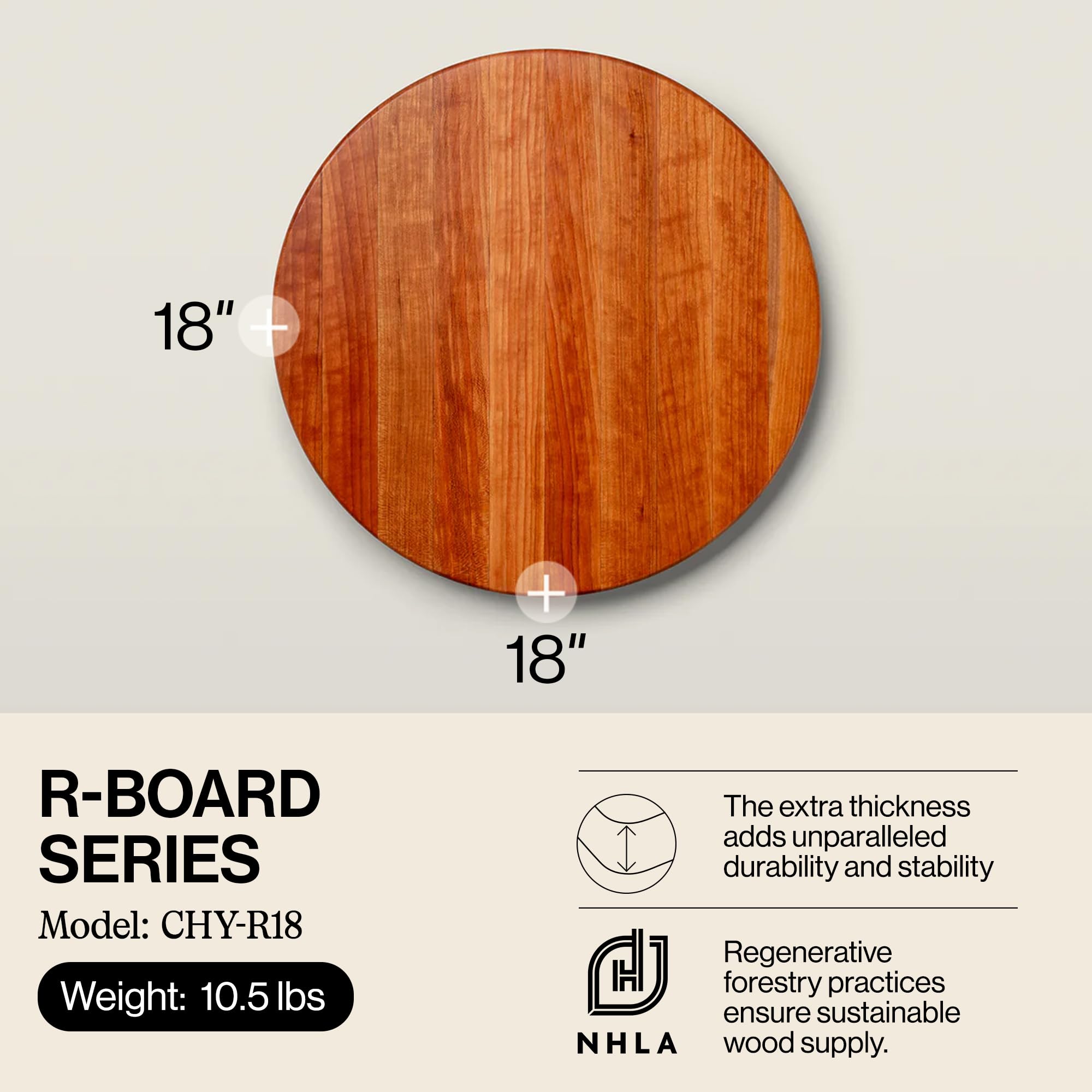 R-Board de John Boos: detalle de superficie de corte en cerezo 18x18