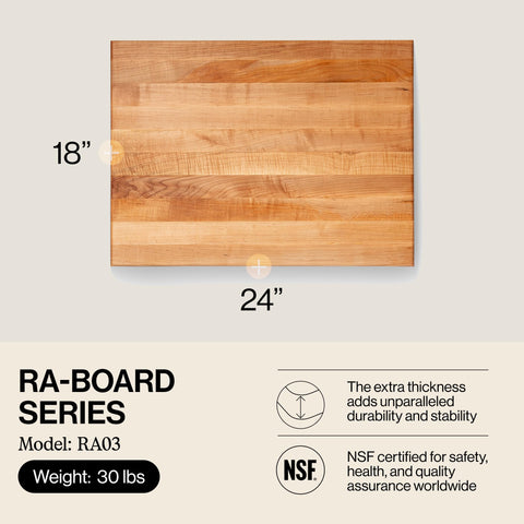 John Boos RA-Board: superficie de 24x18 pulgadas con agarre de dedos.