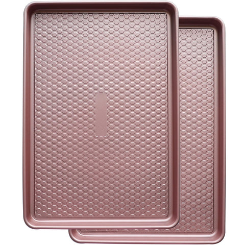 Bandejas JOHO BAKING rosado oro, juego de 2 para hornear grandes lotes.