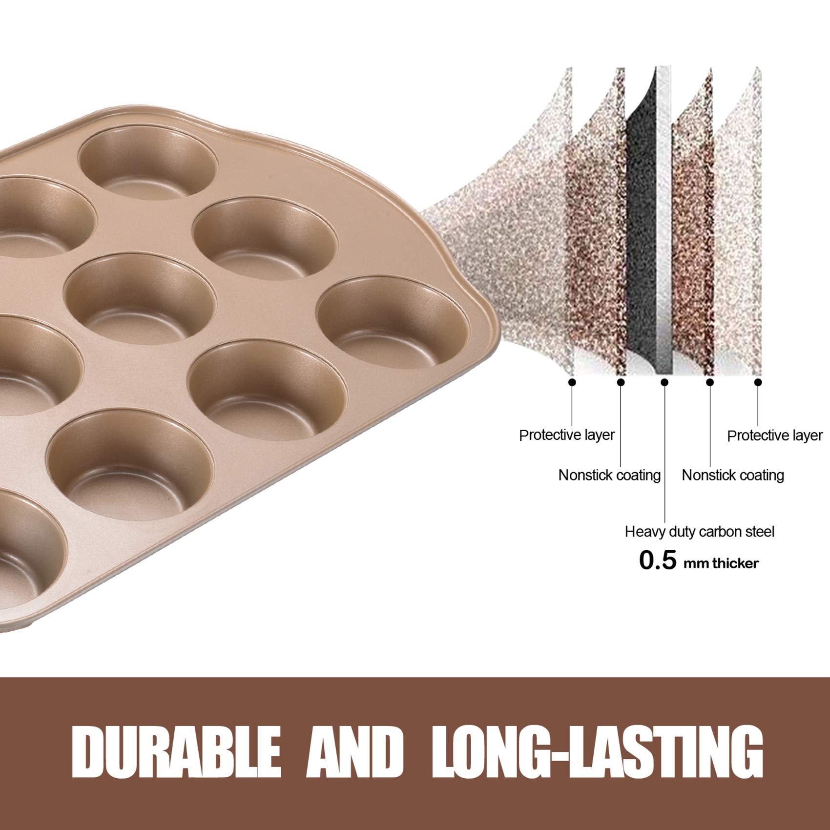 JOHO BAKING molde mini magdalenas 24 cavidades, ideal para cupcakes pequeños.