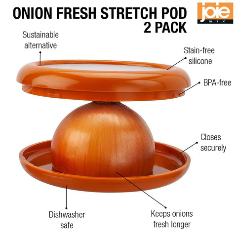 Joie pod cebolla estirado naranja, sello hermético para evitar olores y desperdicio.