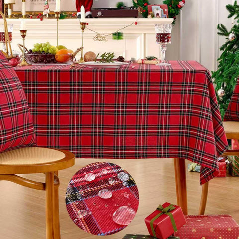 Mantel JOJOGOGO rojo tartán impermeable para fiestas navideñas sin derrames