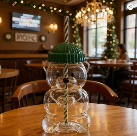 Vaso JOLINO de cristal con paja reutilizable para bebidas frías, sin derrames.