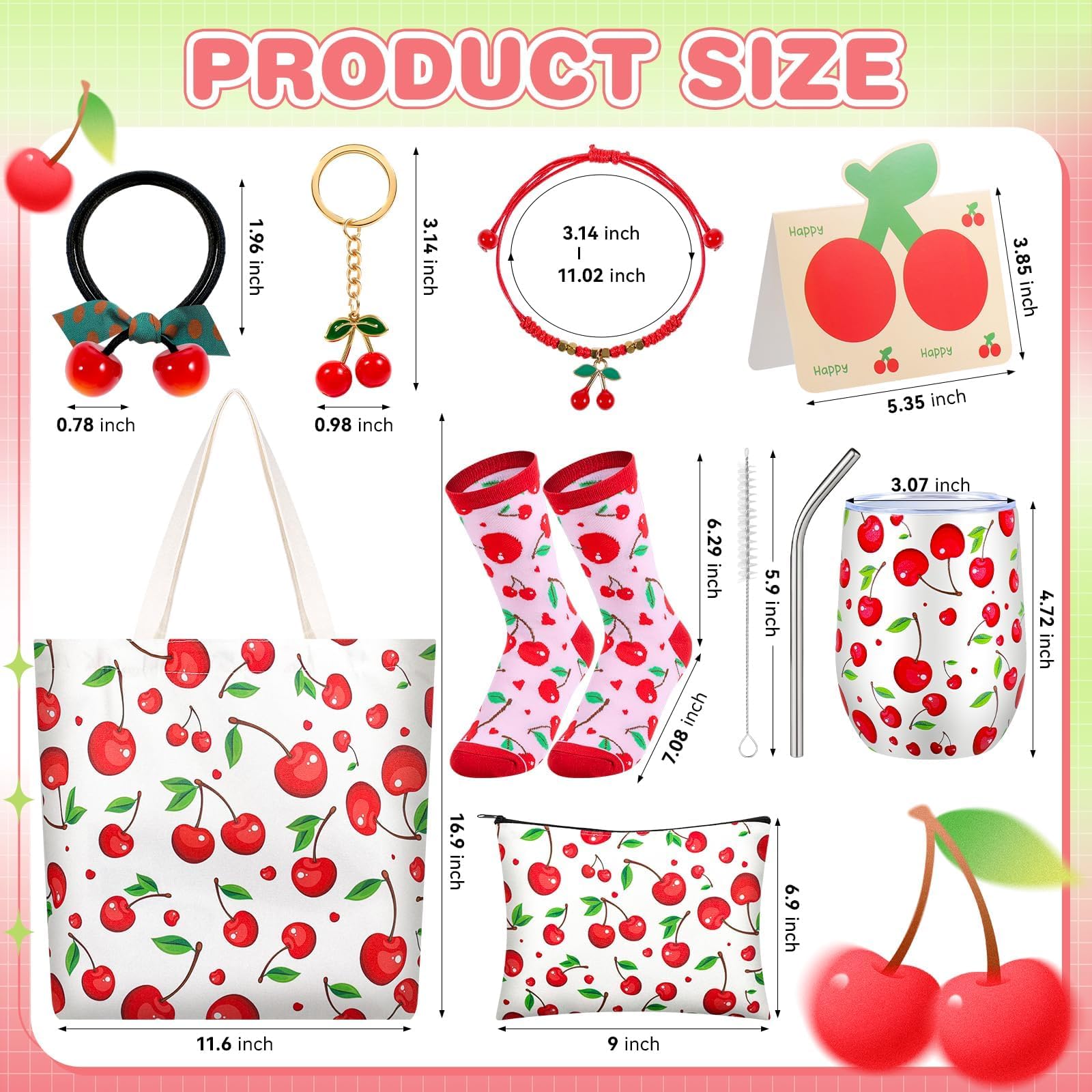 Bolsa JolliKids de canvas con cereza para compras y uso diario.
