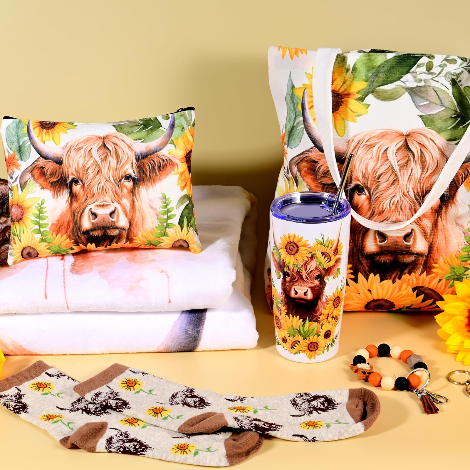 Neceser de lona Vaca de las Highlands de JolliKids, organiza artículos pequeños.