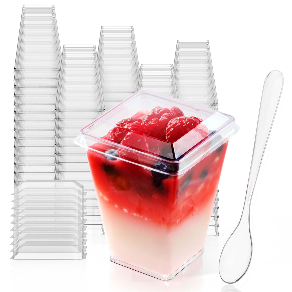 Copas postre JOLLY CHEF cuadradas y transparentes para una presentación elegante