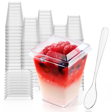 Copas postre JOLLY CHEF cuadradas y transparentes para una presentación elegante
