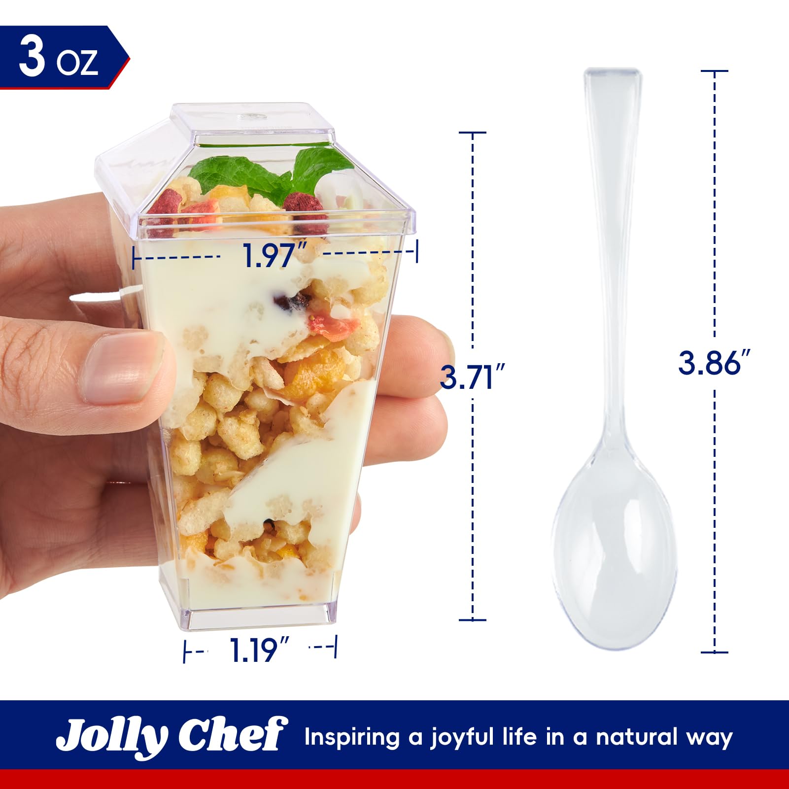 Cuchara mini de JOLLY CHEF incluida para servir postres.