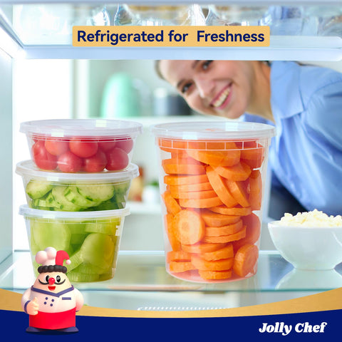 Recipiente de 32 oz JOLLY CHEF Deli para porciones grandes.