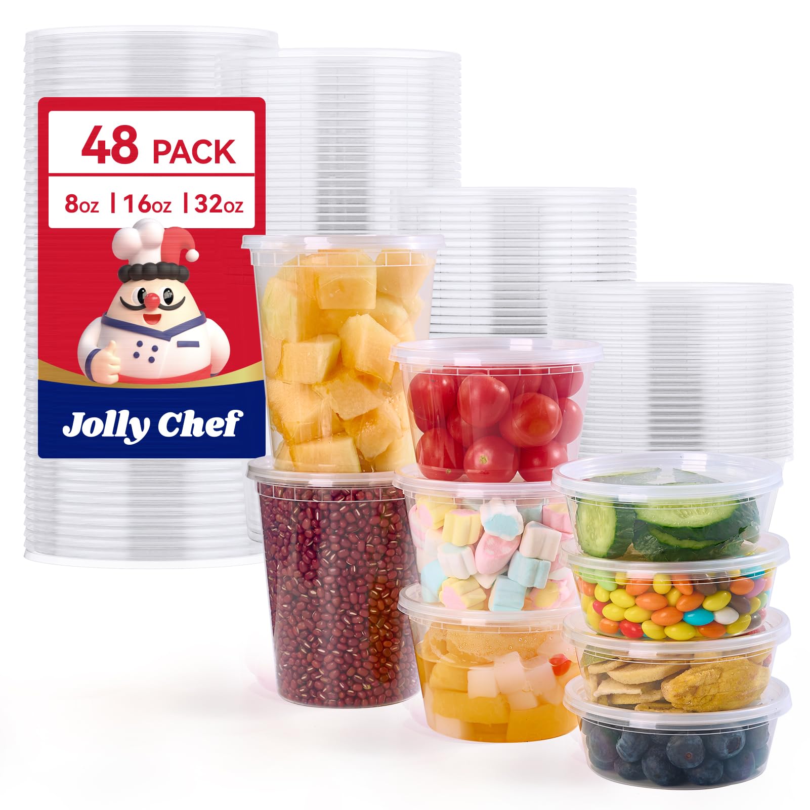Conjunto JOLLY CHEF Deli con tapas herméticas para almacenamiento seguro.