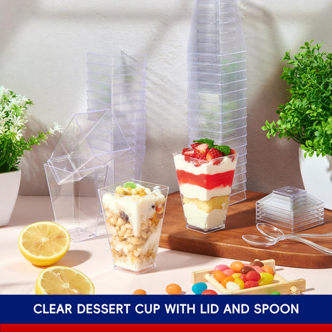 Presentación de mini postres con copas JOLLY CHEF para fiestas.