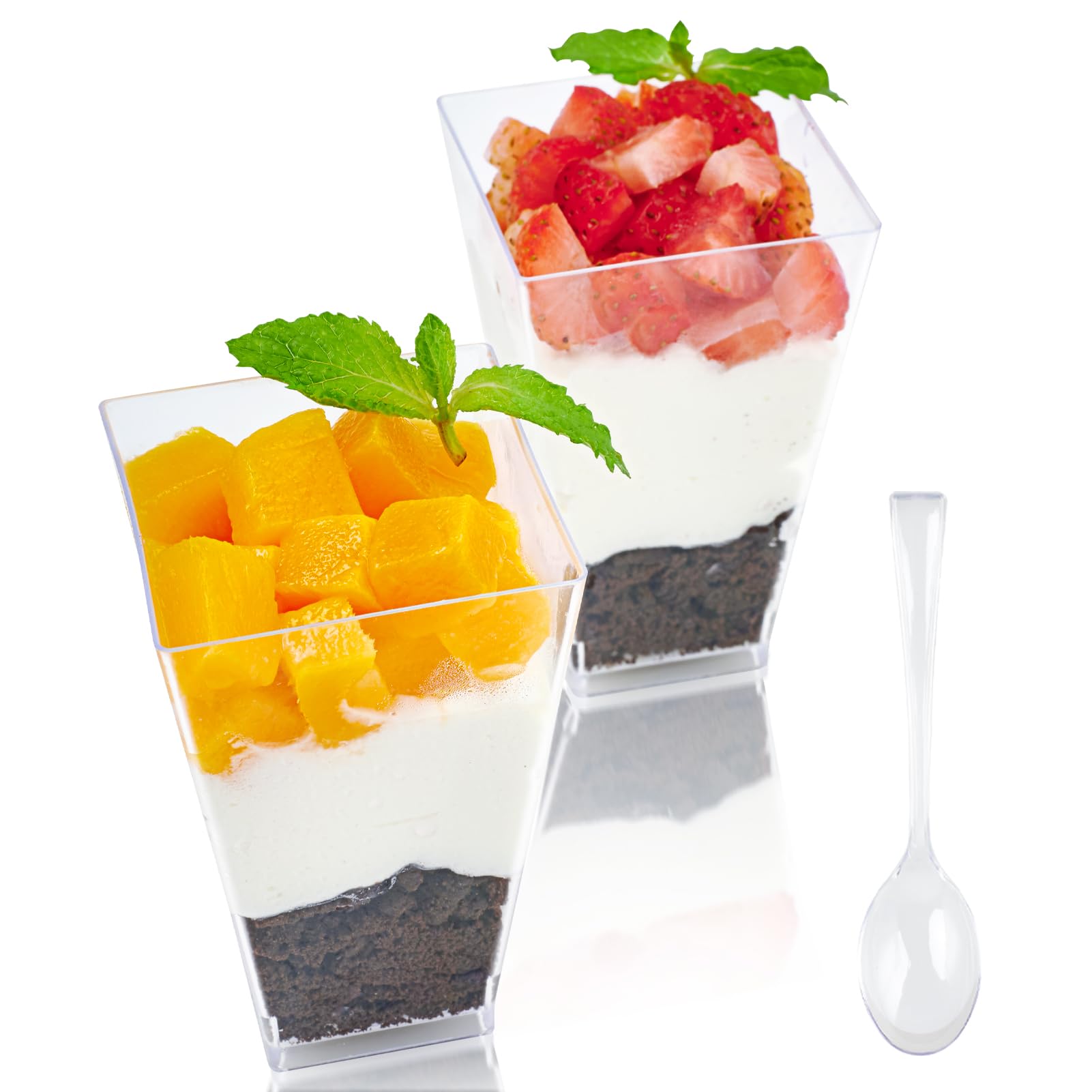 Vaso de postre cuadrado JOLLY CHEF 3 oz para degustaciones y presentaciones.