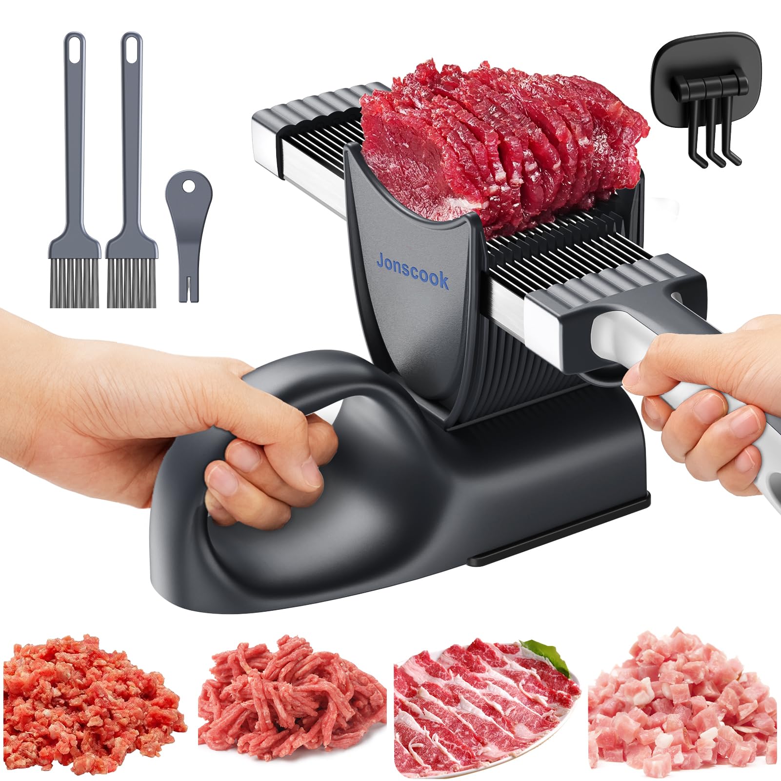 Cortador de carne manual Jonscook con agarre estable para cortes uniformes.