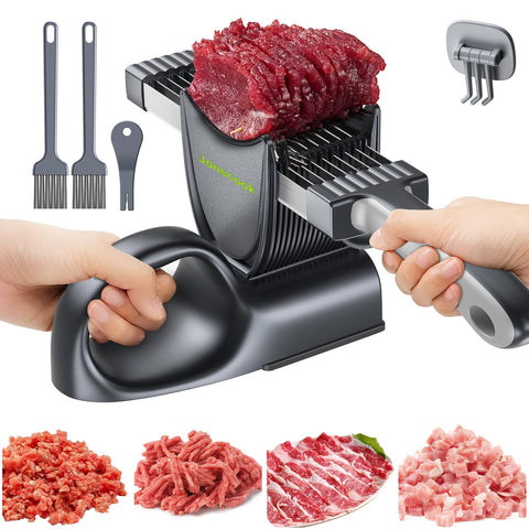 Corte de carne con la Cortadora Jonscook, 17 hojas para rebanadas uniformes.
