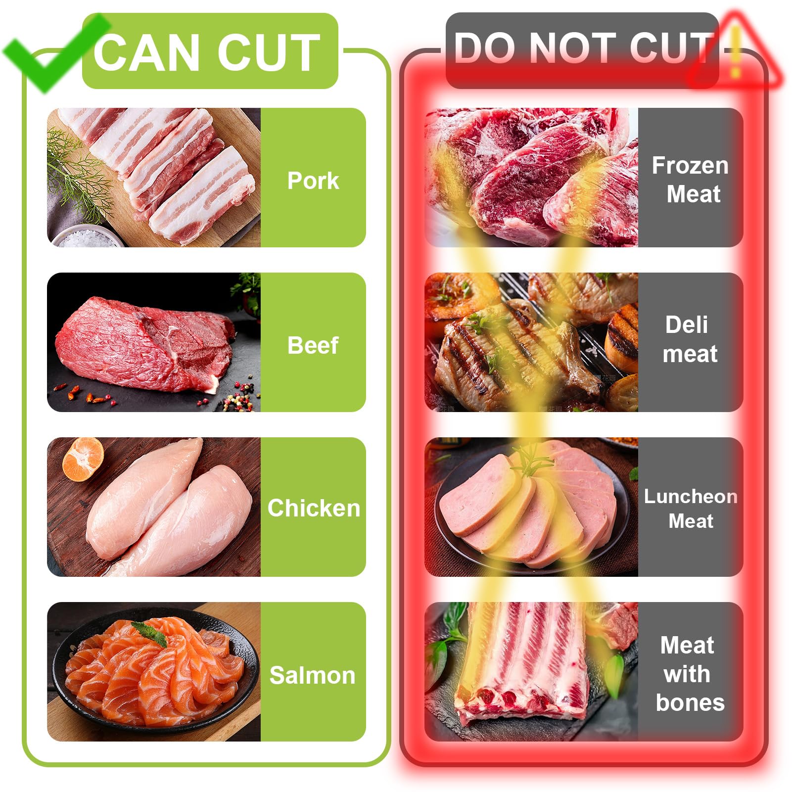Filetes de carne fresca de 2–4 mm con Jonscook para porciones consistentes.