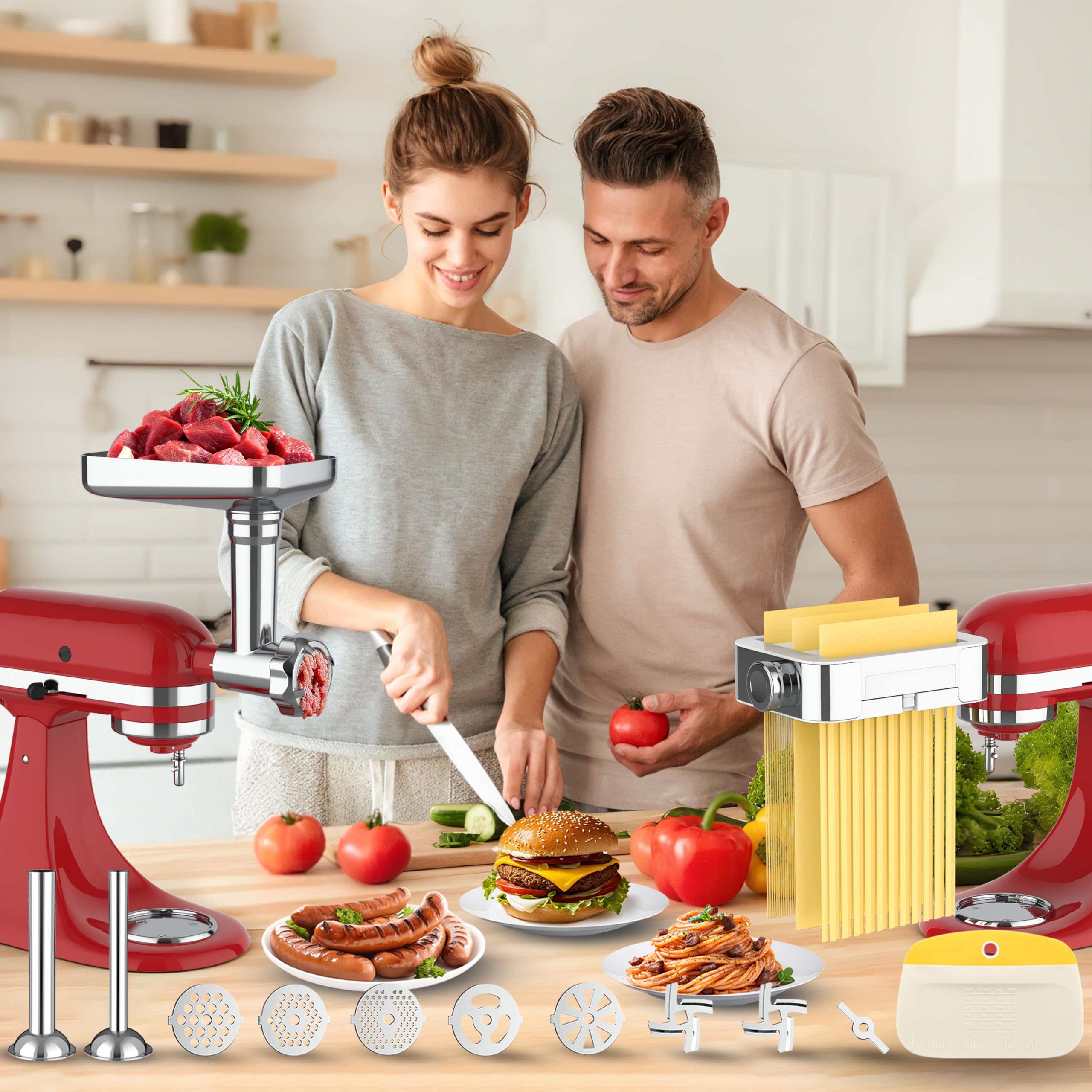 Jooke accesorio para pasta 3 en 1 para Kitchenaid, facilita cortar espagueti y fettuccine