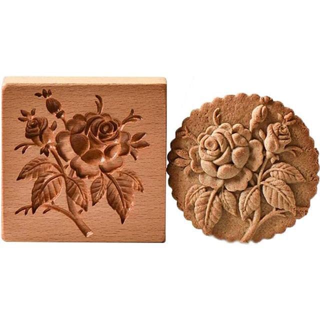 JOONOR molde de galletas madera fresa-con-flor para detalles de fiestas.