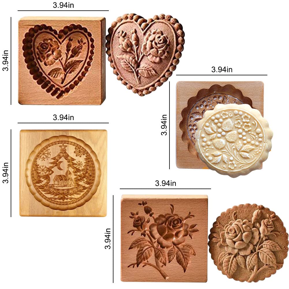 JOONOR molde de galletas madera fresa-con-flor para proyectos DIY.