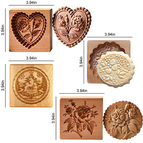 JOONOR molde de galletas madera fresa-con-flor para proyectos DIY.