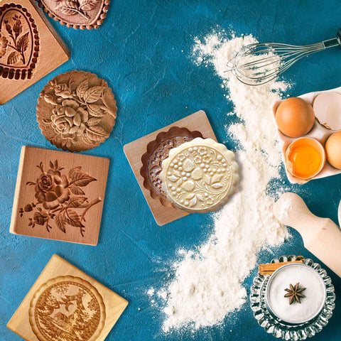JOONOR molde de galletas madera luna-arbol para pasteles y dulces.