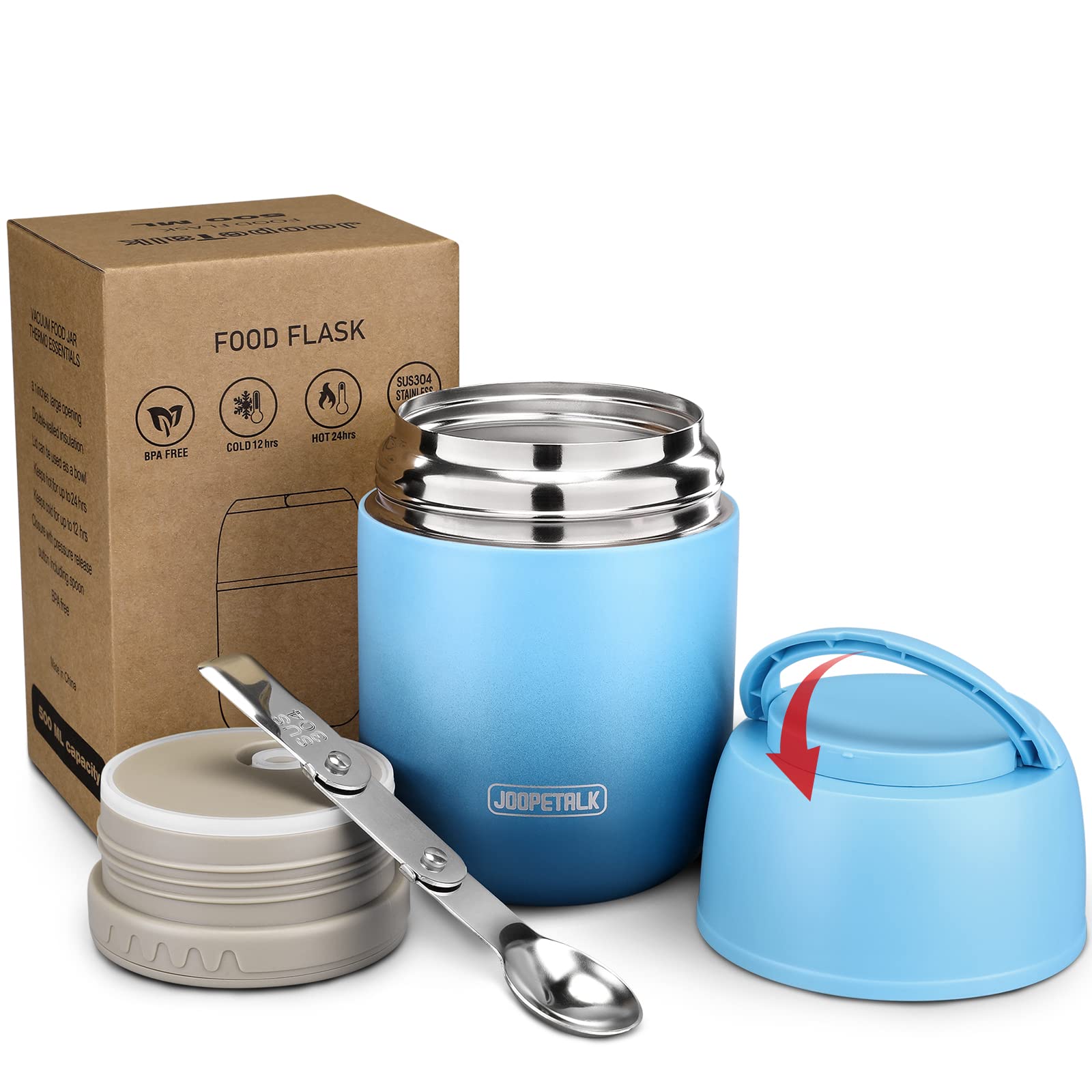JOOPETALK contenedor de almuerzo aislado azul con capacidad de 17 oz