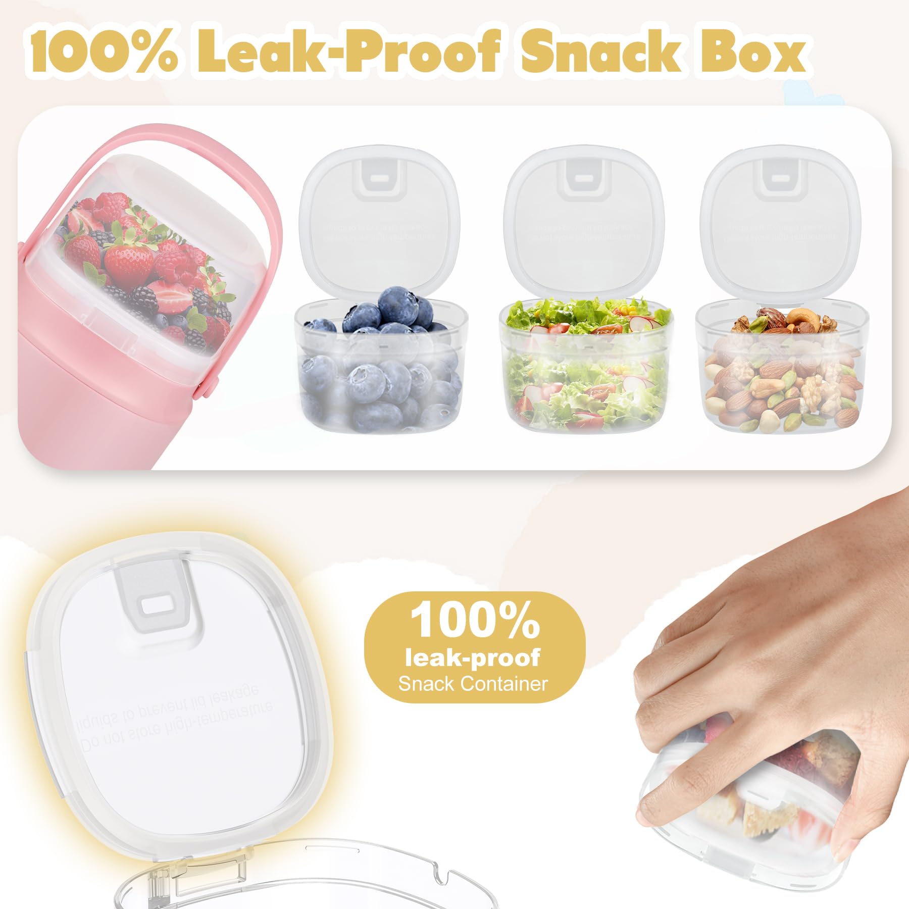 Contenedor merienda de 6 oz JOOPETALK, ideal para galletas, frutas y frutos secos.