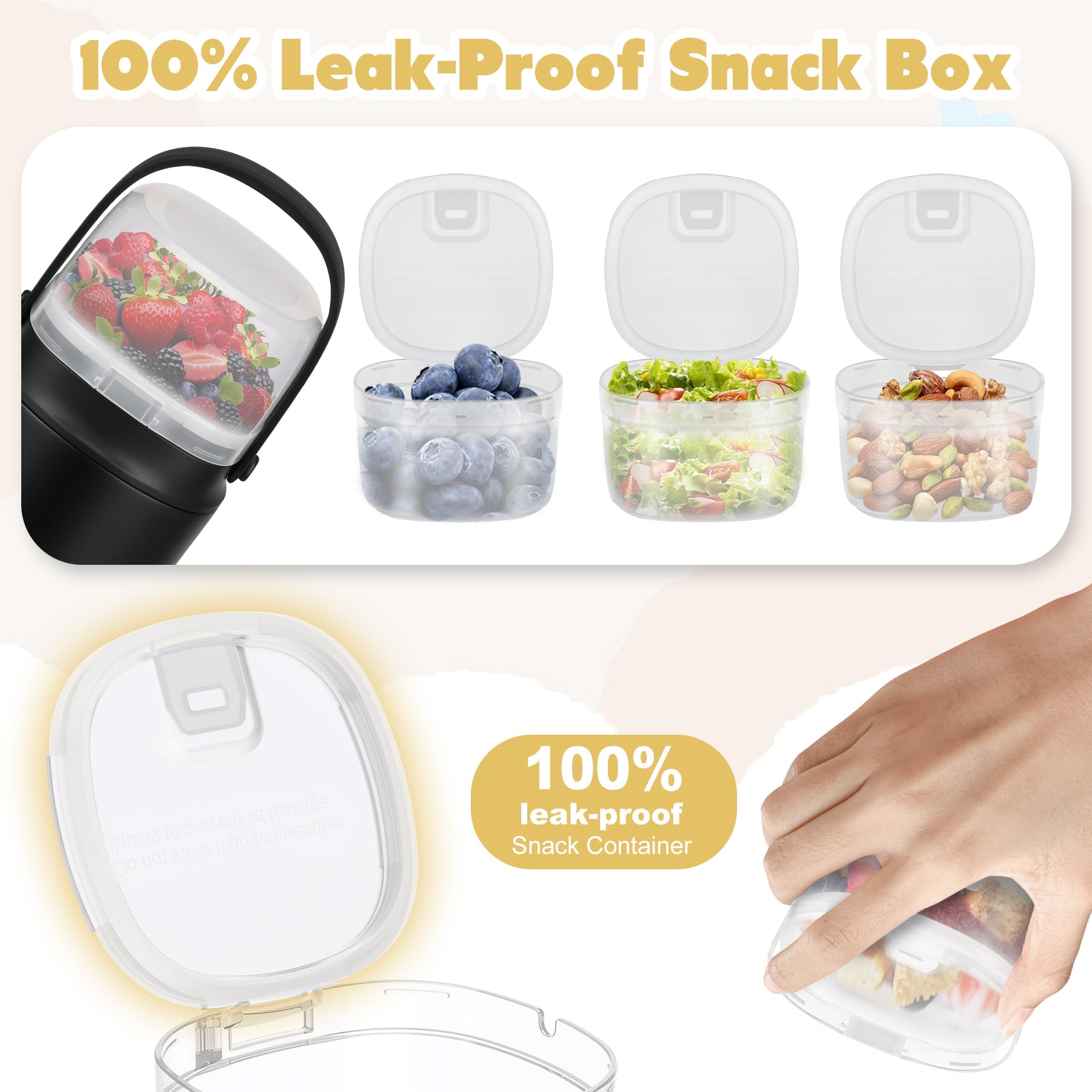 Contenedor de snack de 6 oz JOOPETALK, perfecto para meriendas.