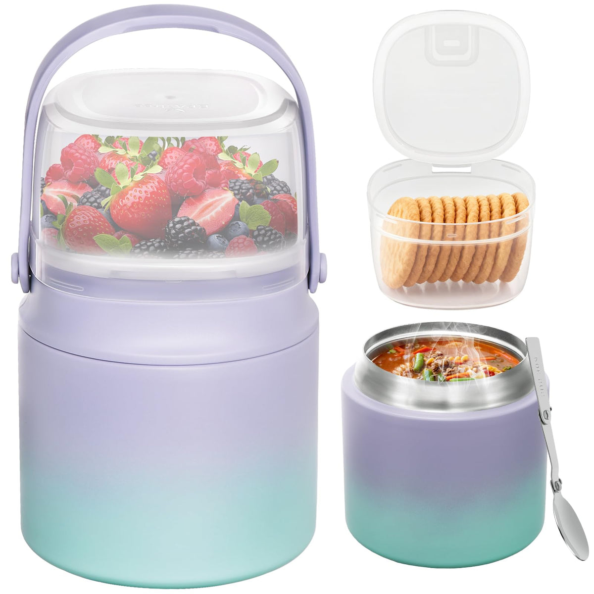 JOOPETALK sopa termico 14oz, doble pared, mantiene caliente la comida