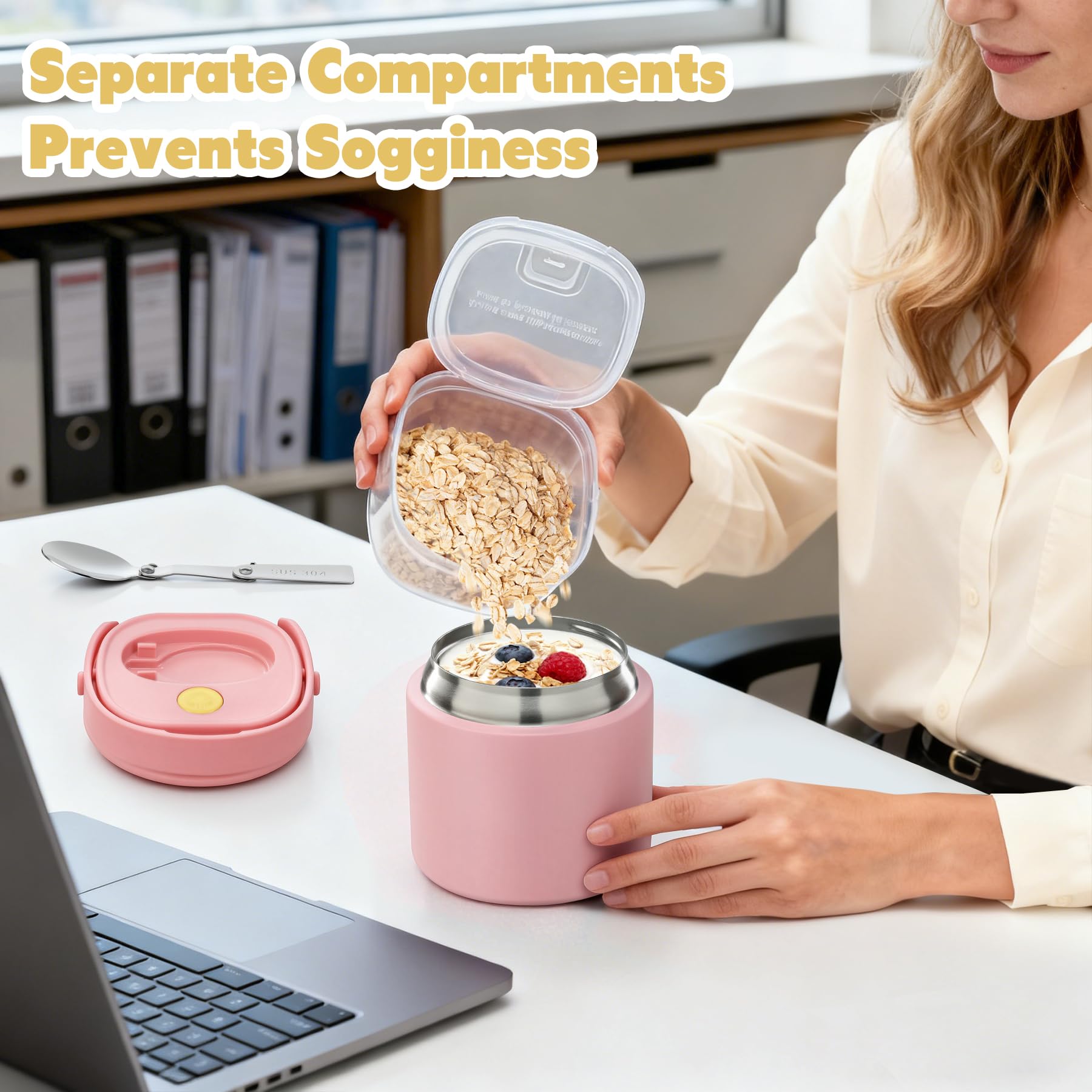 JOOPETALK termo alimentario de 14 oz mantiene la comida caliente por más tiempo.