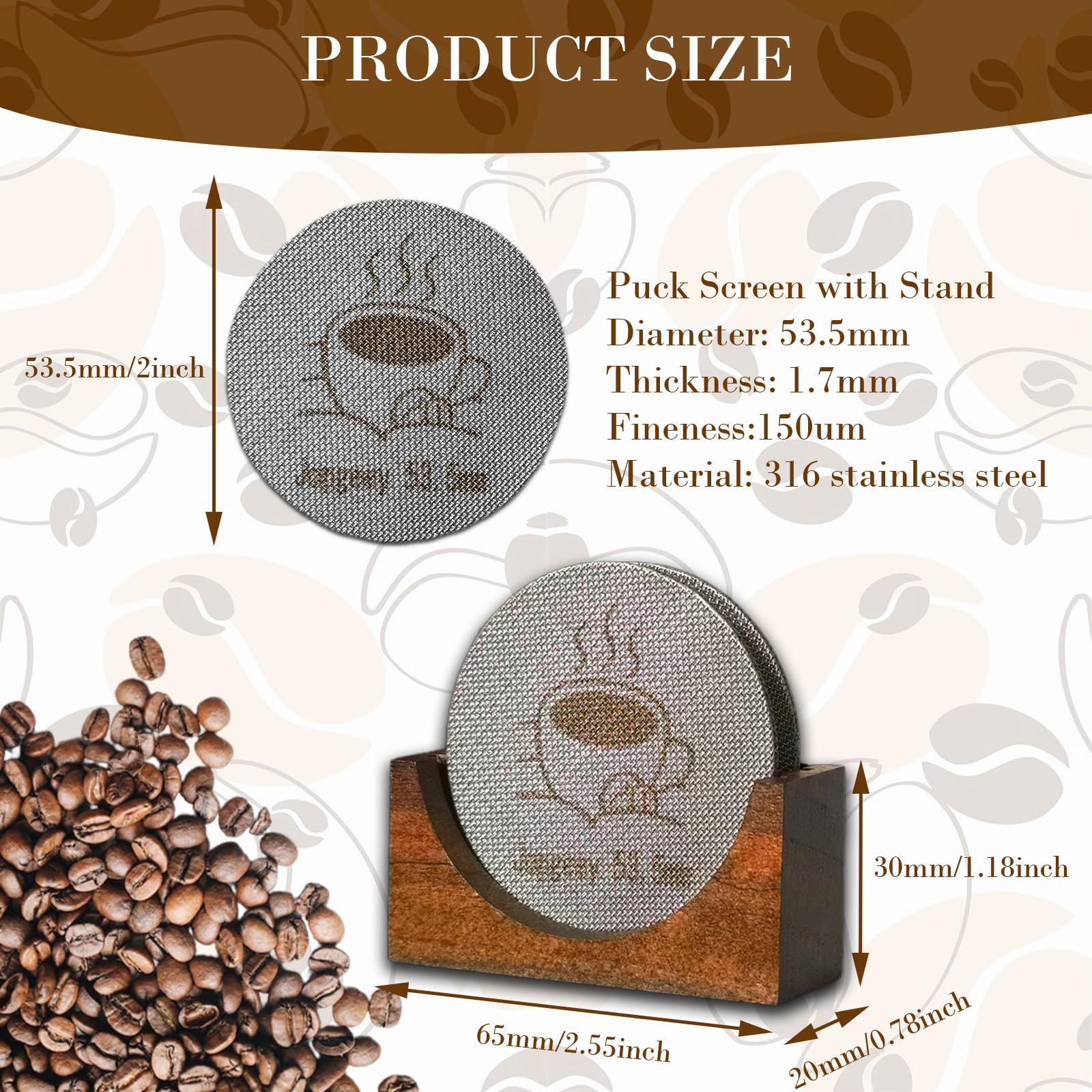 Jopgeey puck screen 53-5mm regalo ideal para amantes del café.