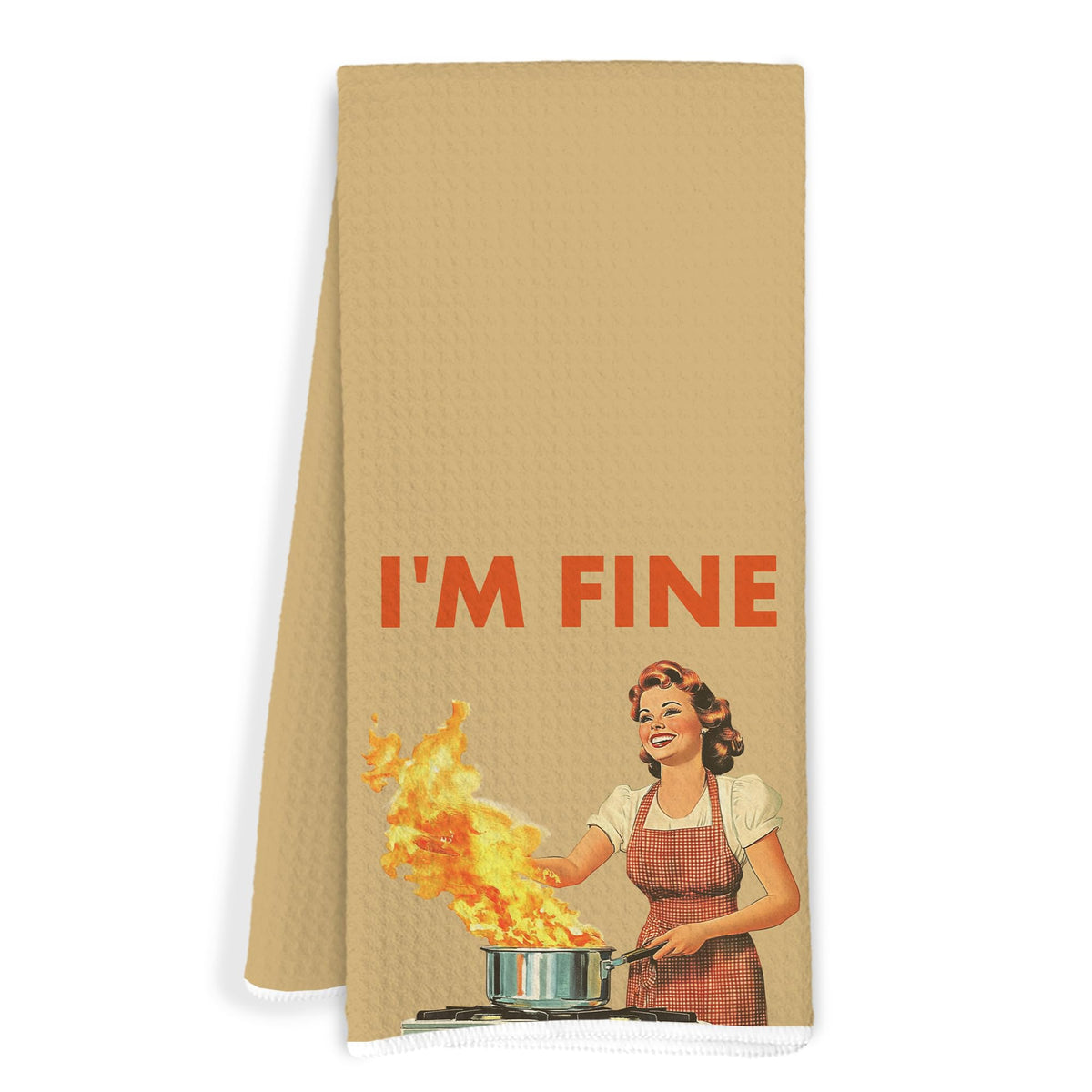 JOQUXI toallas de cocina vintage con frase estoy bien para decorar y secar manos.