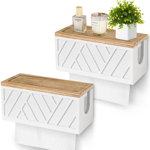 Jorkol porta-toallas de papel montado en pared con tapa, conjunto de dos