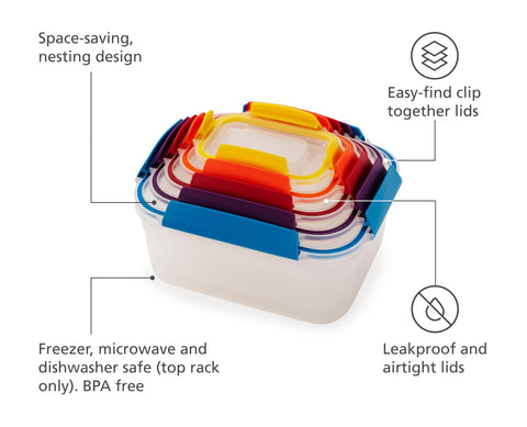 Nest Lock Joseph Joseph 37 oz contenedor, ideal para comidas preparadas y fáciles de calentar.