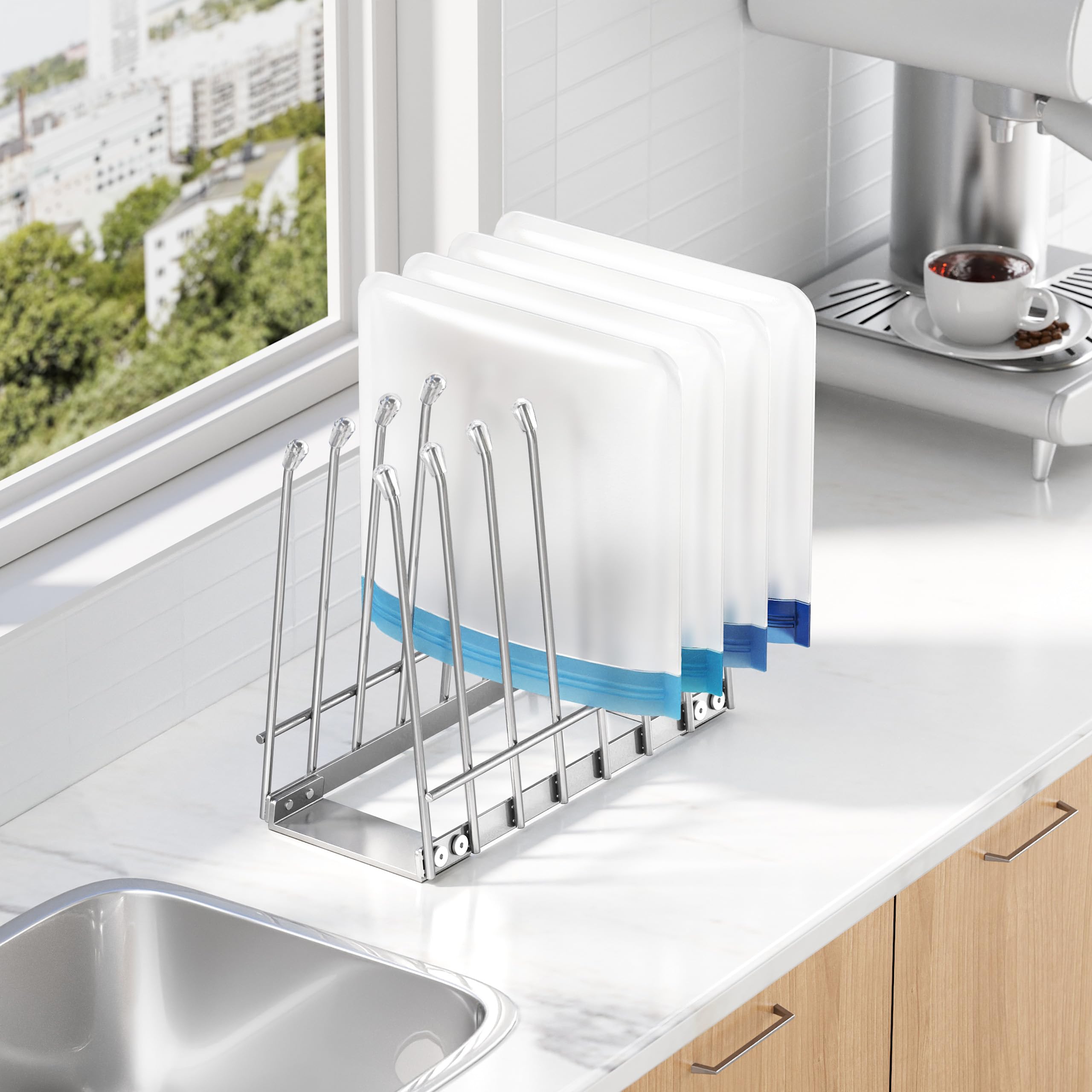 Josmimic sistema de doble capas para bolsas y utensilios en la cocina.