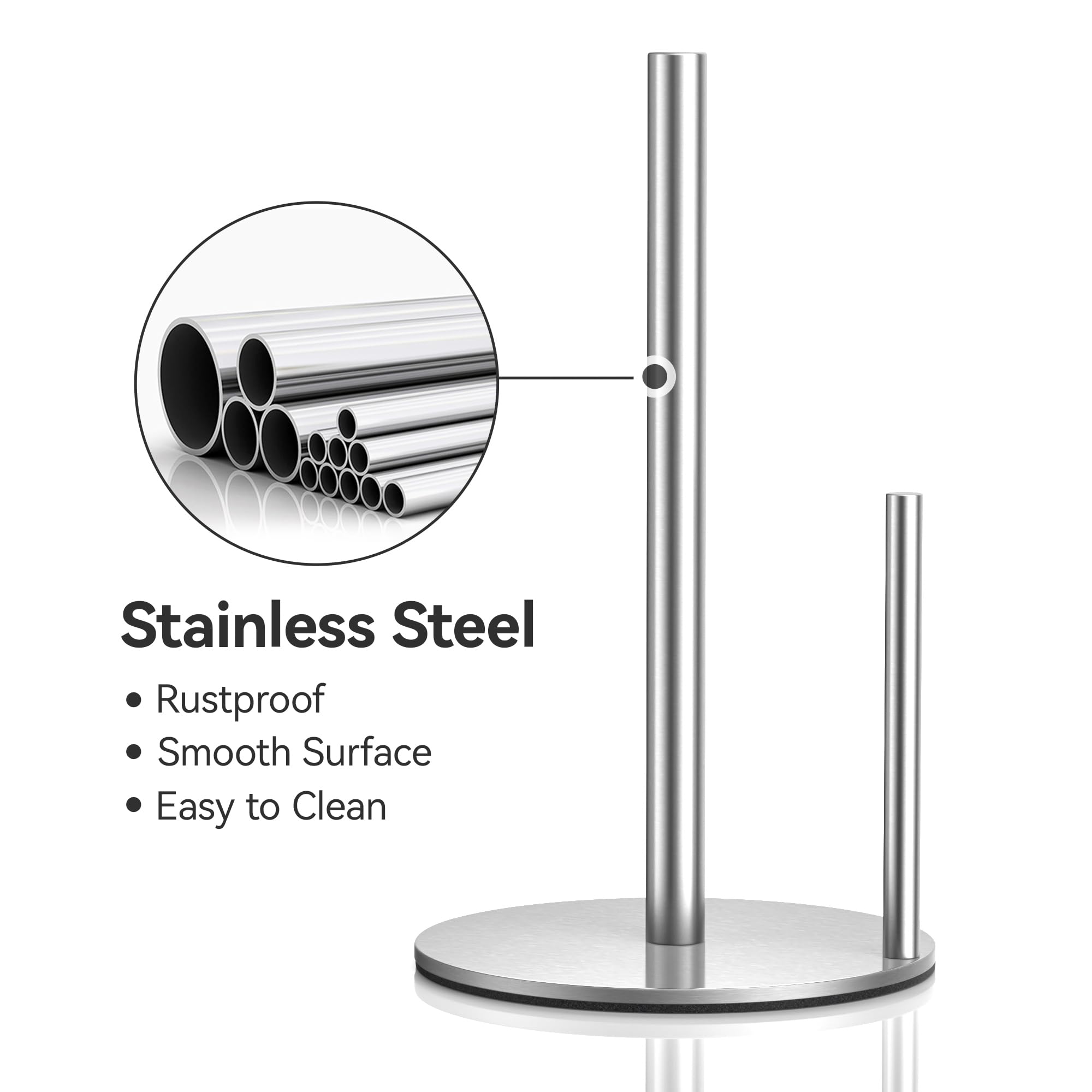Base estable con rotación suave para cambiar el rollo sin esfuerzo.