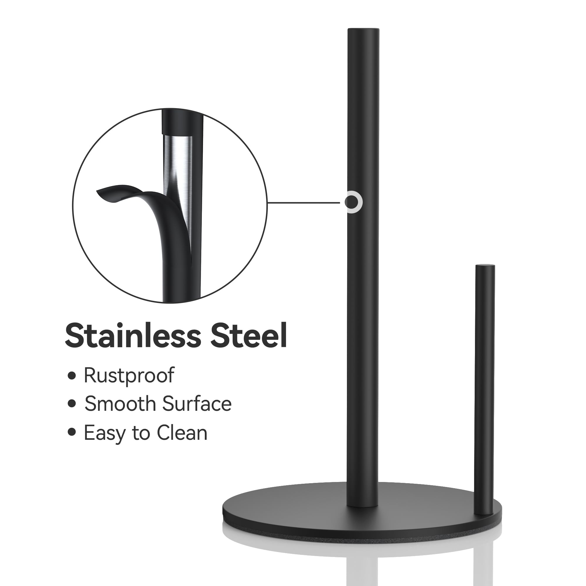 Josmimic portarrollos papel cocina negro mate aro de acceso facil para cambiar rollos