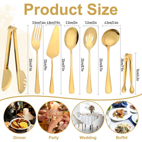 Cucharas para servir ranuradas doradas de Josojoou, perfectas para pastas y salsas.
