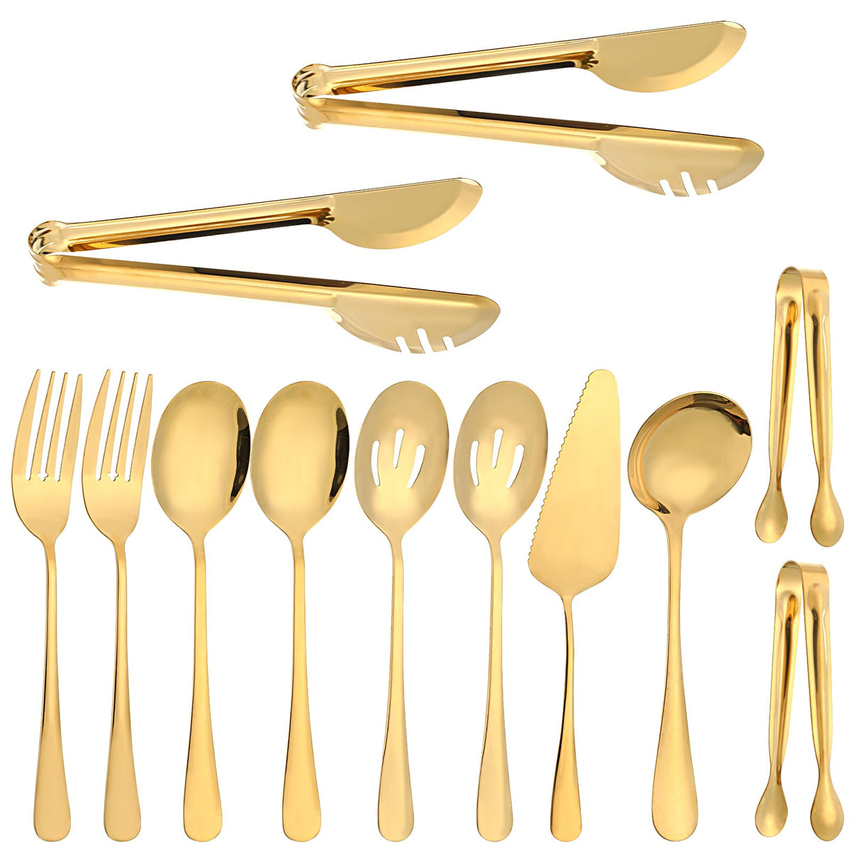 Cucharas para servir doradas de Josojoou, ideales para ensaladas y platos ligeros.