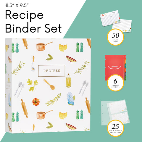 Páginas de receta dobles de 8,5x9,5 de Jot & Mark para recetas escritas o impresas.