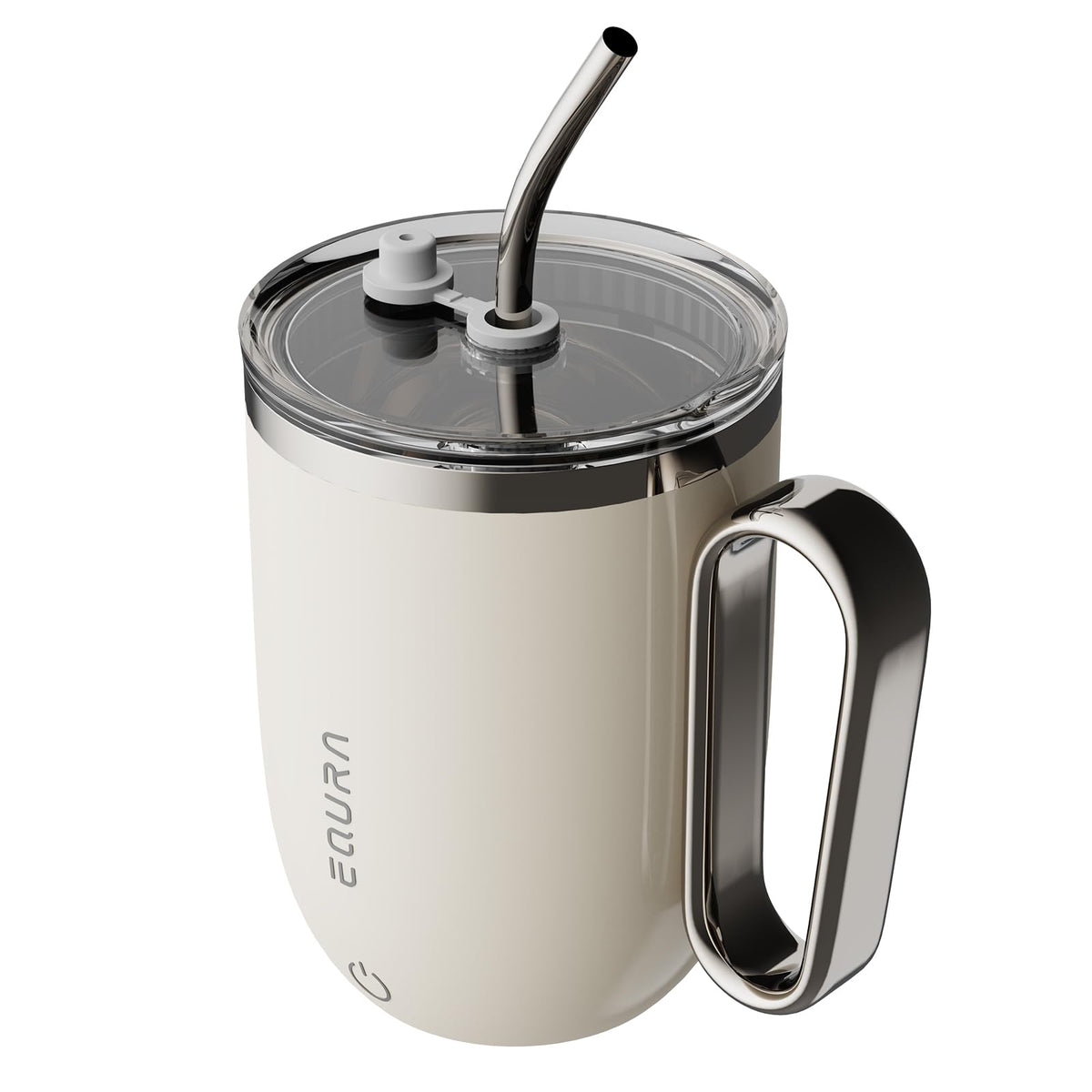 Taza automezcladora JOTER LIBEAR con pajilla y LED, ideal para café cremoso en la oficina.