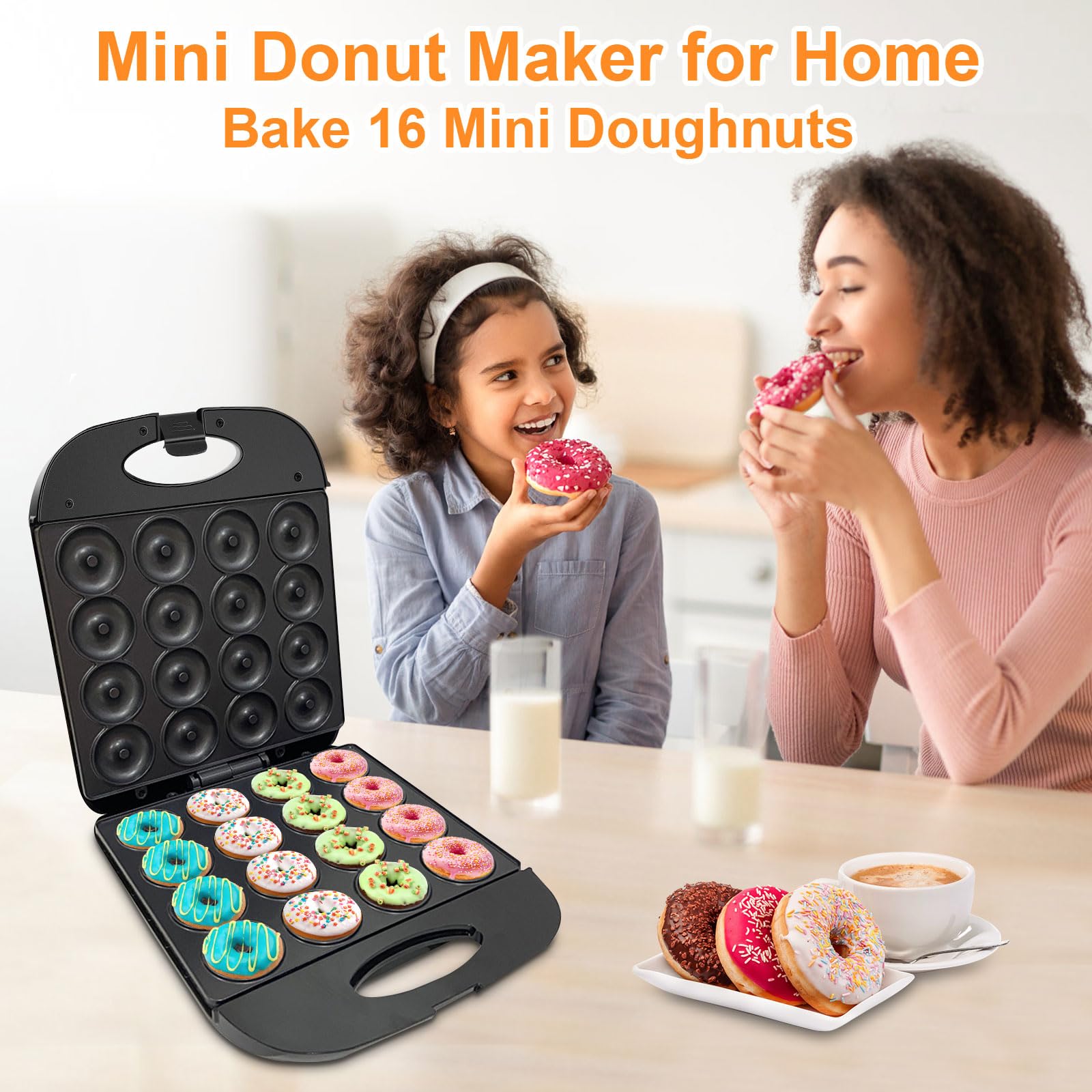 JOVELL mini horno para donas, vista lateral, cocción uniforme para dorar por igual.
