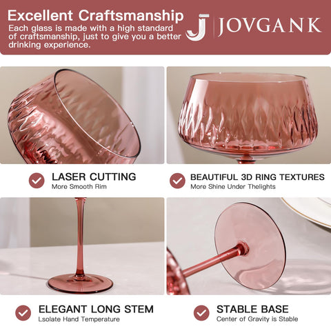Copa de champagne jovgank cristal retro, estilo clásico en la mesa