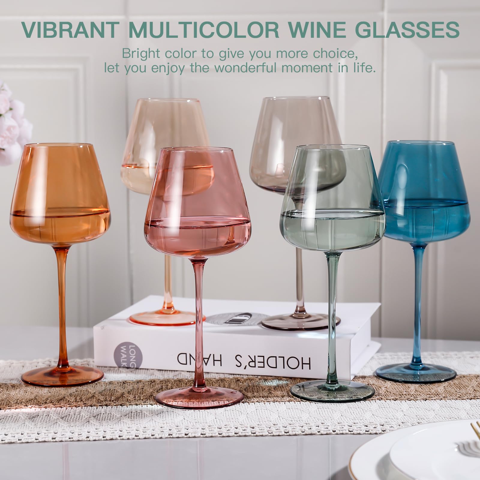 Copa verde JOVGANK elegante, apta para varios tipos de vino y decoración.